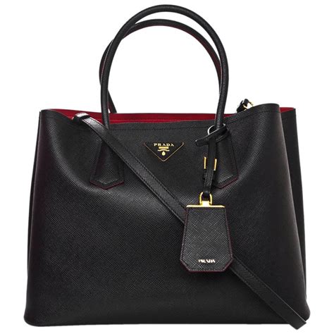 prada black red tote|Prada large tote bag black.